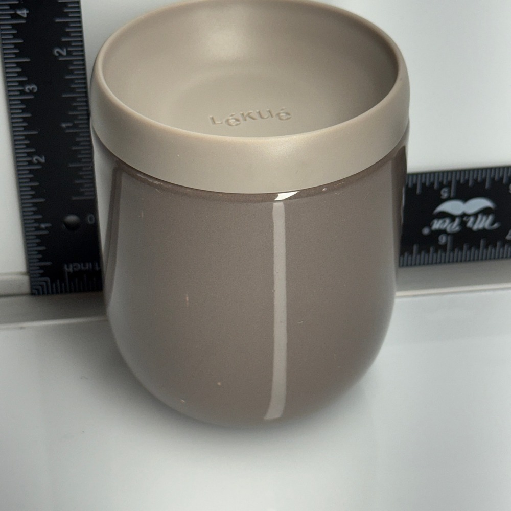 LEKUE Food Storage Container Round Beige Ceramic Cupโ Mug & Lid